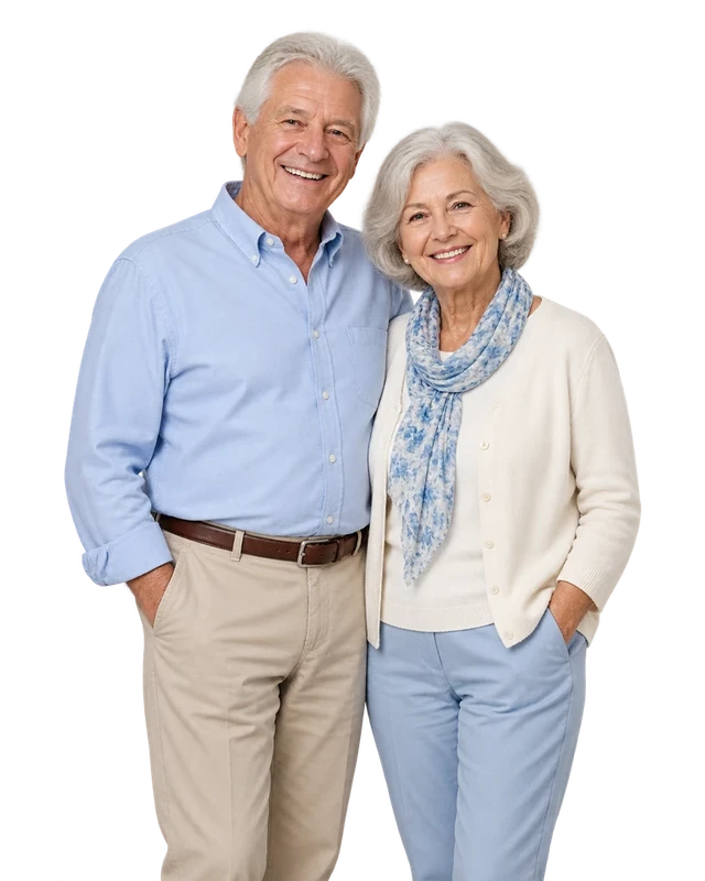 Smiling senior man and woman