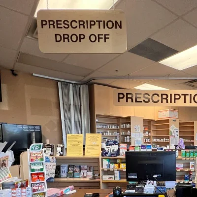 Prescription drop-off counter at Your Care Pharmacy